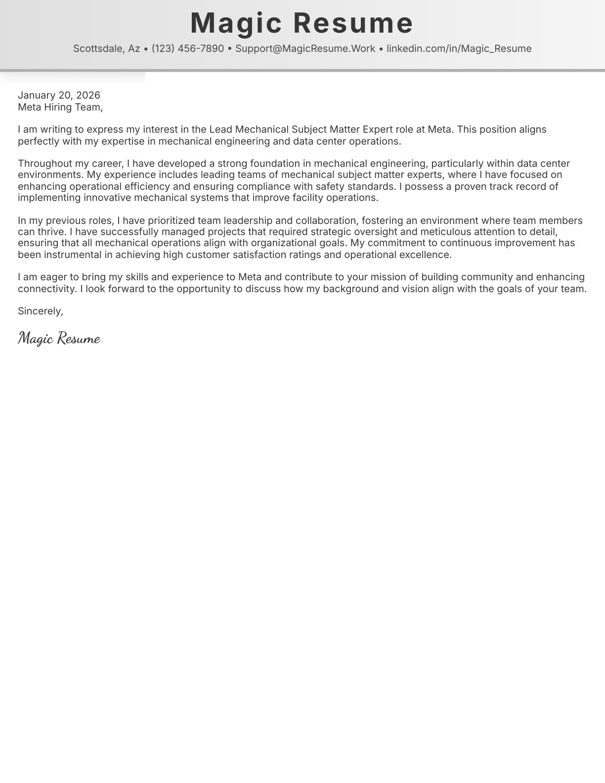 Cover Letter Template